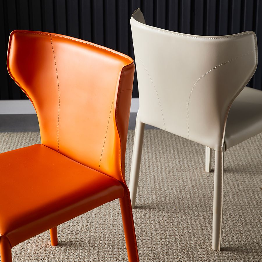 Chaise de salle à manger en cuir de cuisine, chaise d'appoint à oreilles de 32 pouces de hauteur avec 4 pieds en métal