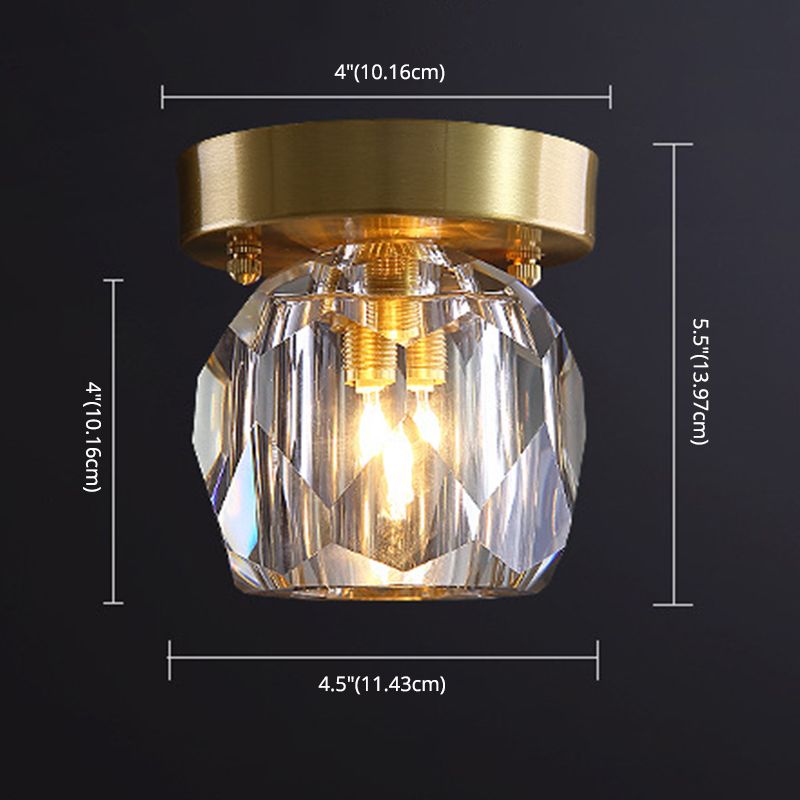 Modern Copper Lamps 1 Head Ceiling Light Glass Lampshade Living Room Flush Mount Lighting