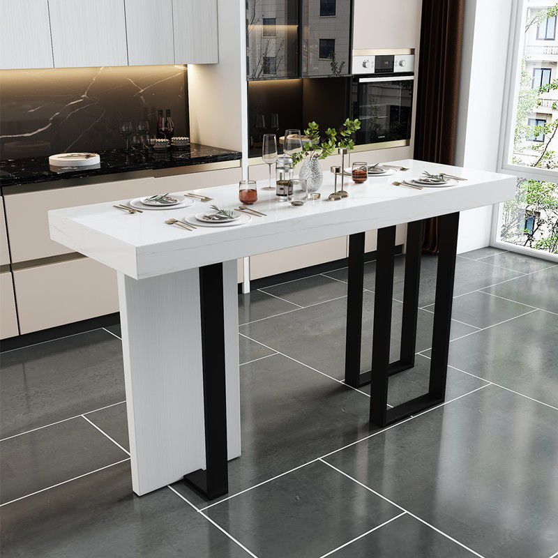 Modern Bar Table 42-inch Height White Artificial Marble Top and Metal Base Bistro Table