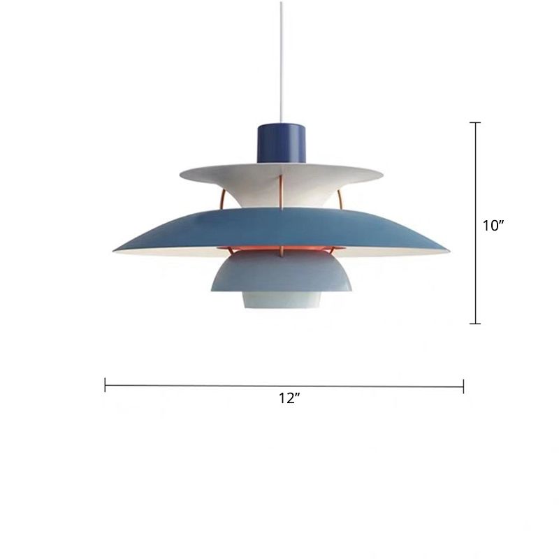 Metal Tiered Pendulum Light Simplicity 1 Head Ceiling Suspension Lamp for Dining Room