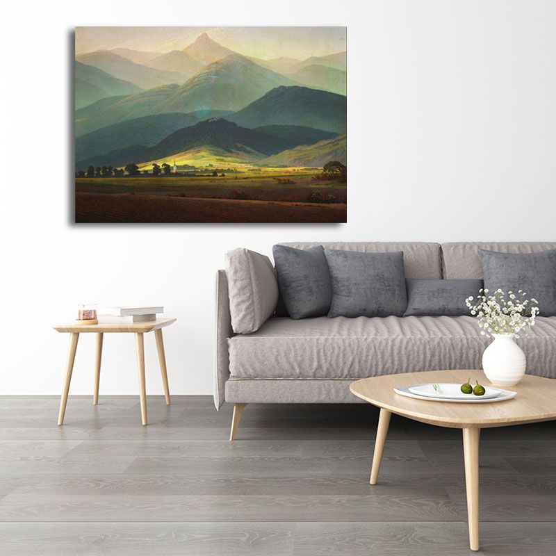 Green Smokey Mountain Layers Canvas Nature Scenery Modern Sitting Room Wall Art Print