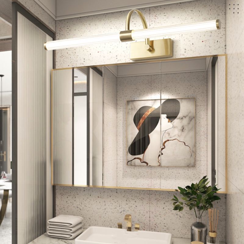 Linear Shade Metal Wall Sconce Modern Style 1 Light Mirror Wall Mount Lighting