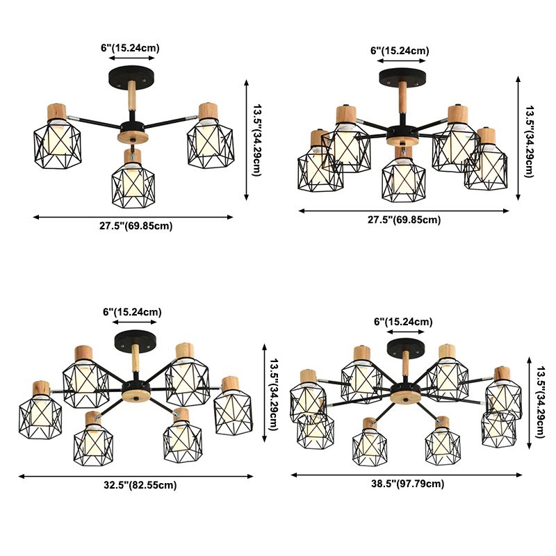Käfigleuchter hungern hell einfacher Stil Holzdecke Anhänger Licht für Wohnzimmer