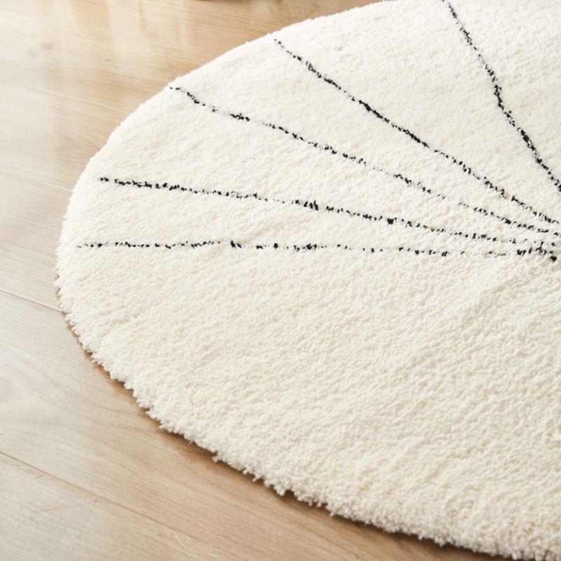 Beige Modern Rug Polyester Line Rug Non-Slip Backing Rug for Home Decor