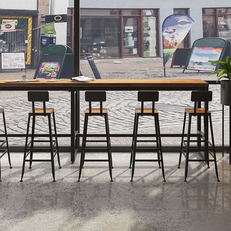 Solid Wood Bar Table Set 1/7 Pcs Industrial Metal Frame Bar Table and Stools