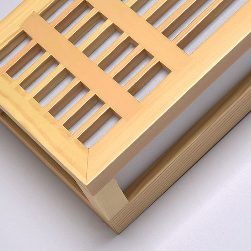 Japanese Style Wood Wall Light Cuboid LED Wall Sconce in Yellow for Bedroom