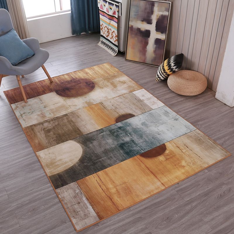 Orange Modern Rug Polyester Abstract Print Rug Washable Non-Slip Backing Area Rug for Living Room