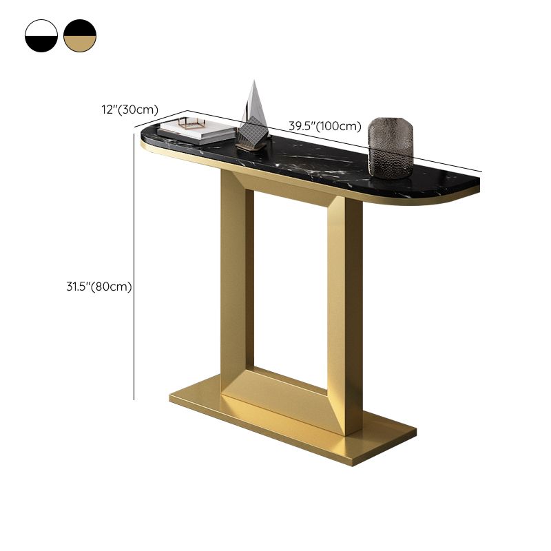 Glam Marble Console Table Iron Half Moon Console Sofa Table for Hall