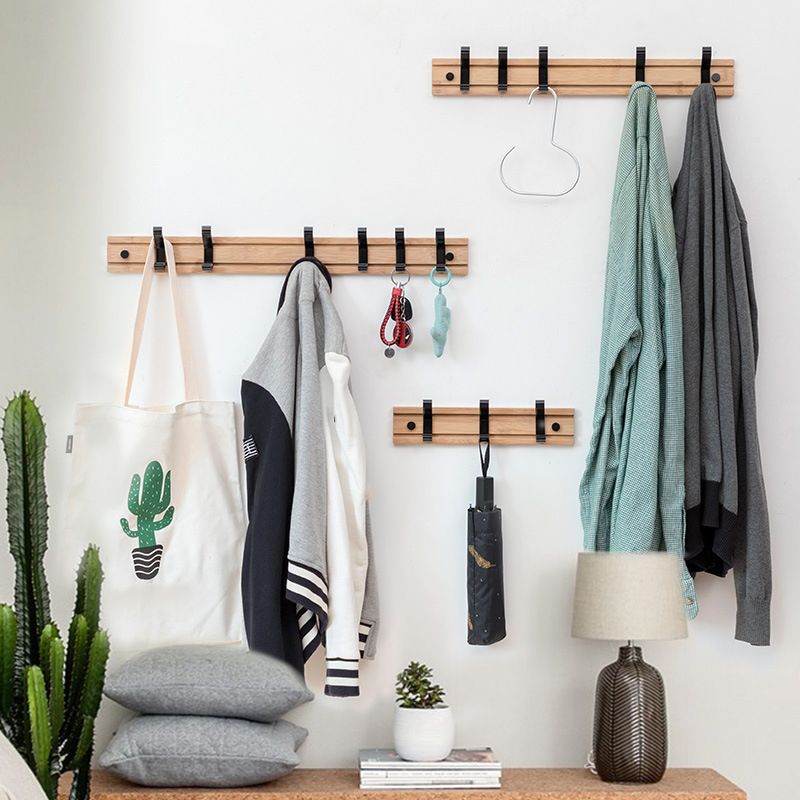 Modern Coat Rack Wall-Mounted with Hooks and Backed Wood Frame Entryway Kit