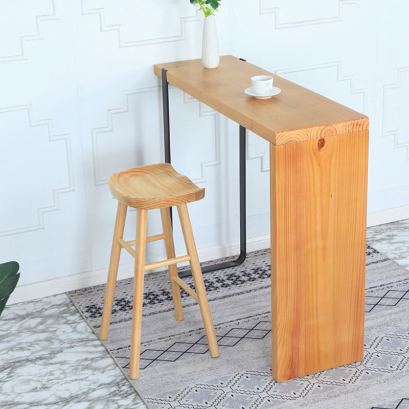 Contemporary Wood Stool Wood Rectangle Seat Counter Stool in Matte Finish