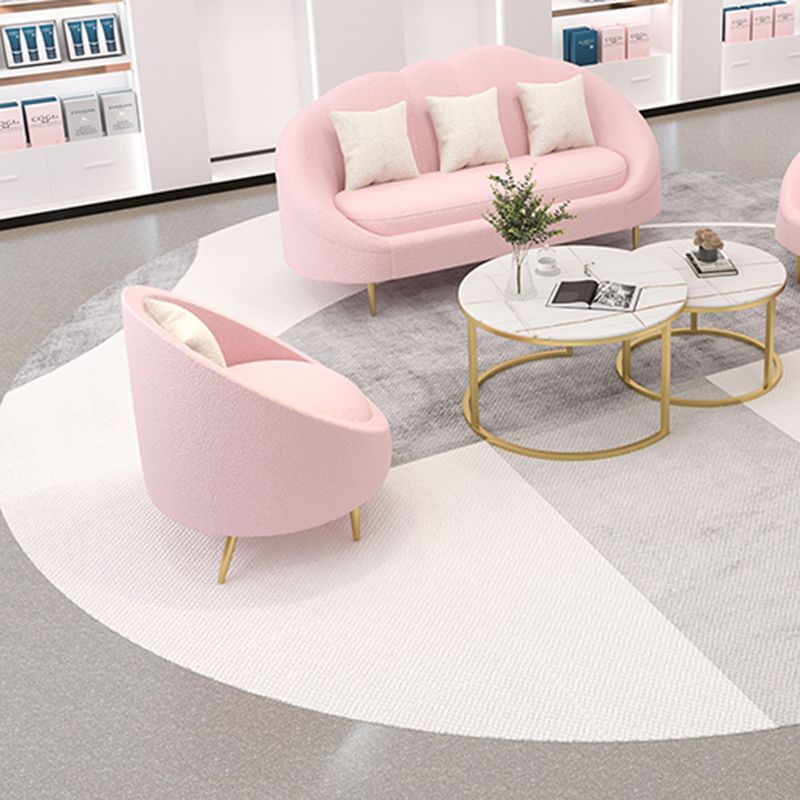 Velvet Contemporary Curved Sofa Sloped Arm Sofa for Living Room