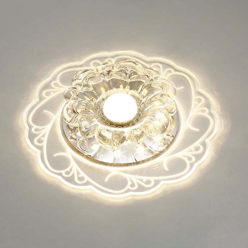 Fleur de forme moderne Éclairage Mont Ceiling Fixation Éclairage Éclairage de l'allée Crystal Couches à cheval