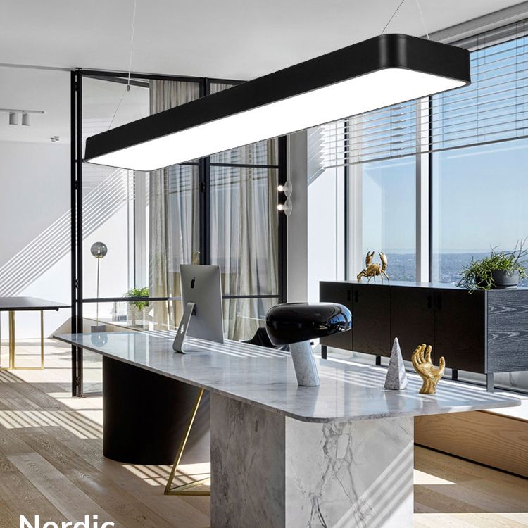 Contemporary Simple Style Hanging Lamp Rectangle Shaped LED Pendant Lights for Office