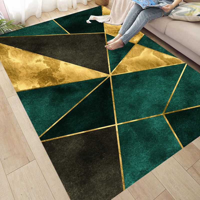 Dark Red Modern Rug Polyester Graphic Rug Non-Slip Backing Rug for Home Decoration