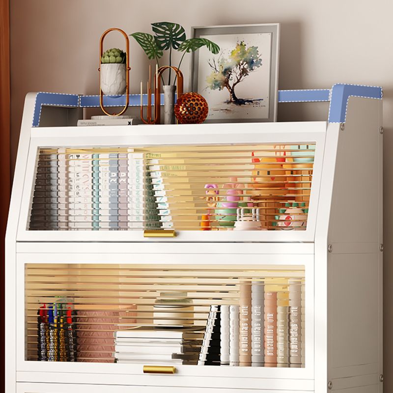 Metal Standard Bookshelf Contemporary Closed Back Bookcase with Cabinets