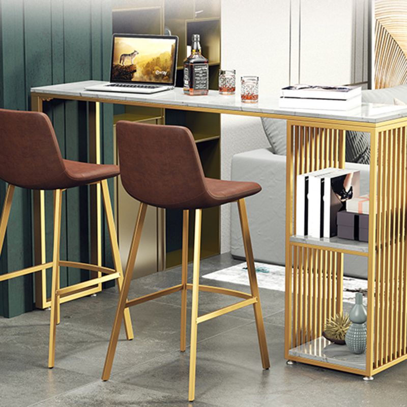 Glam Rectangle Bistro Set 1/3/4 Pieces Marble Pub Table with Solid Back Stools