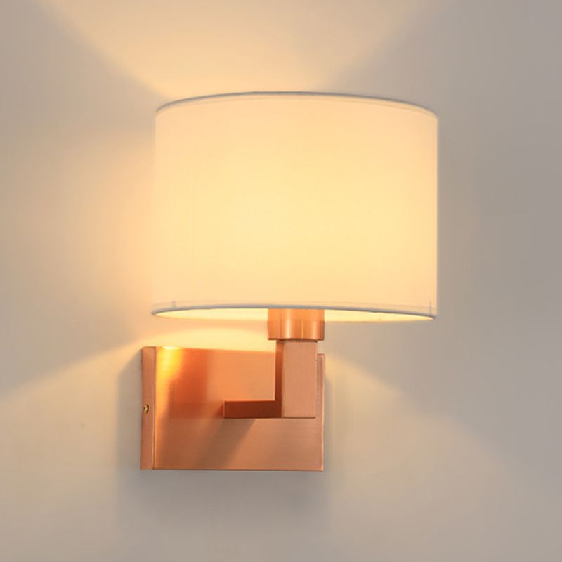 Cylinder Wall Lighting Modern Creative Fabric Wall Sconces in Gold
