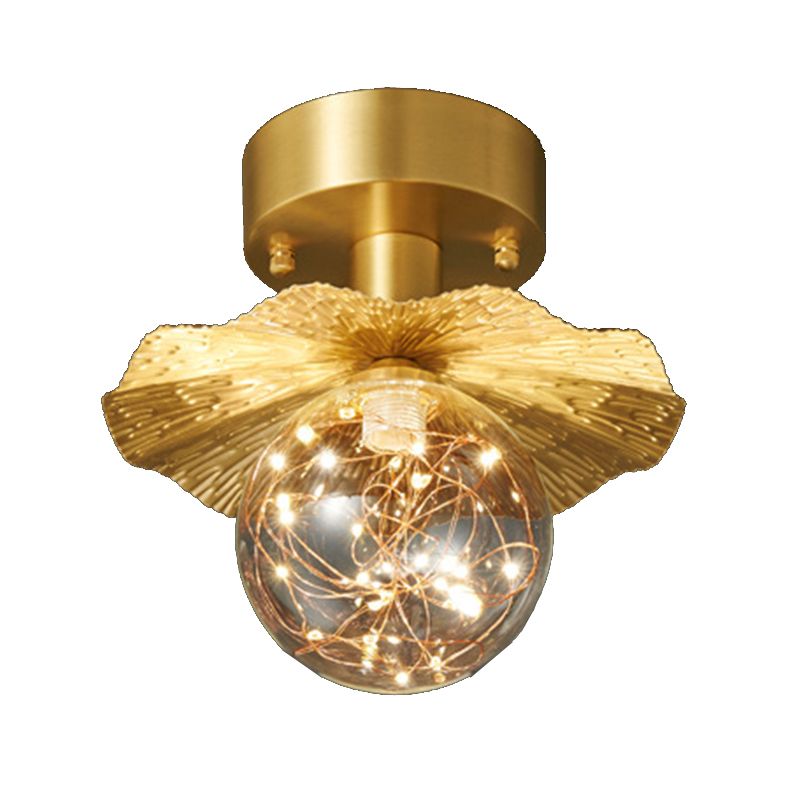 Modern Creative Style Ceiling Lamp Brass and Glass Lighting Fixture in Gold for Hallway
