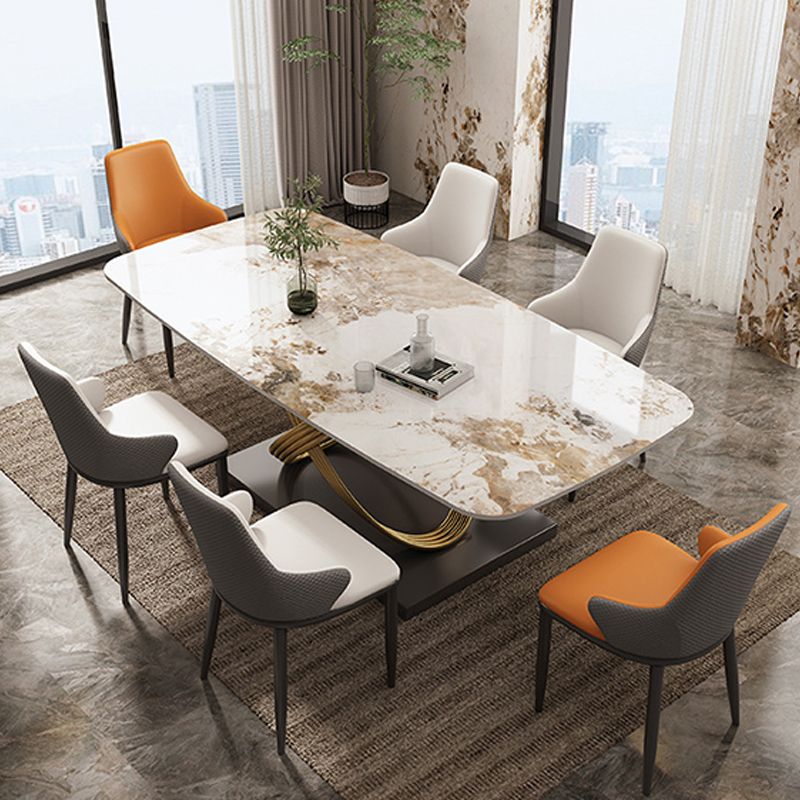 Industrial Style Sintered Stone Table Rectangle Table with Metal Legs for Home Use