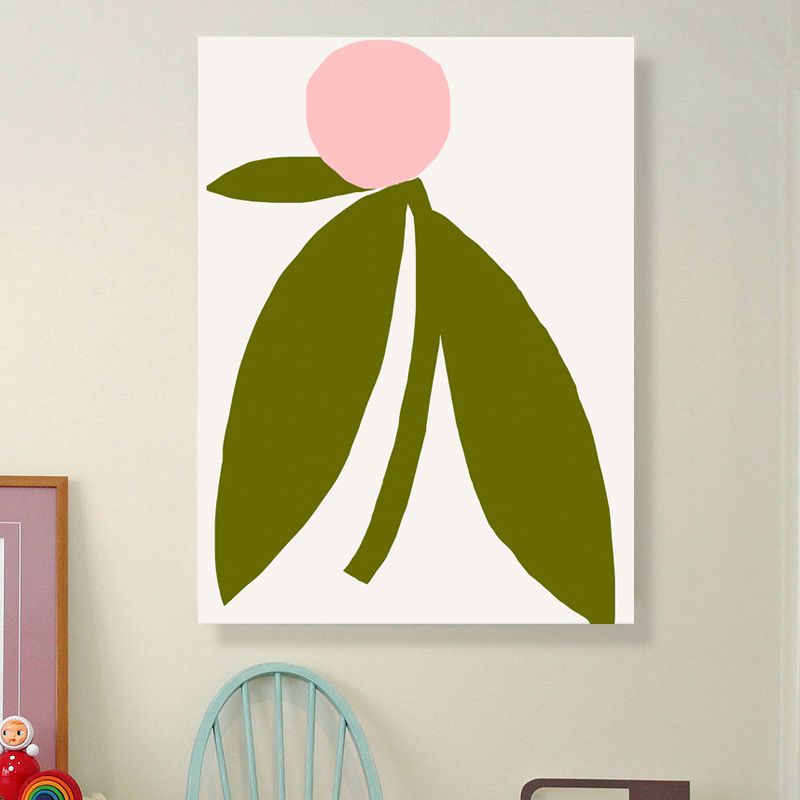 Illustration Botany Wall Art Print Cartoon Canvas Painting in Dark Color for Bedroom