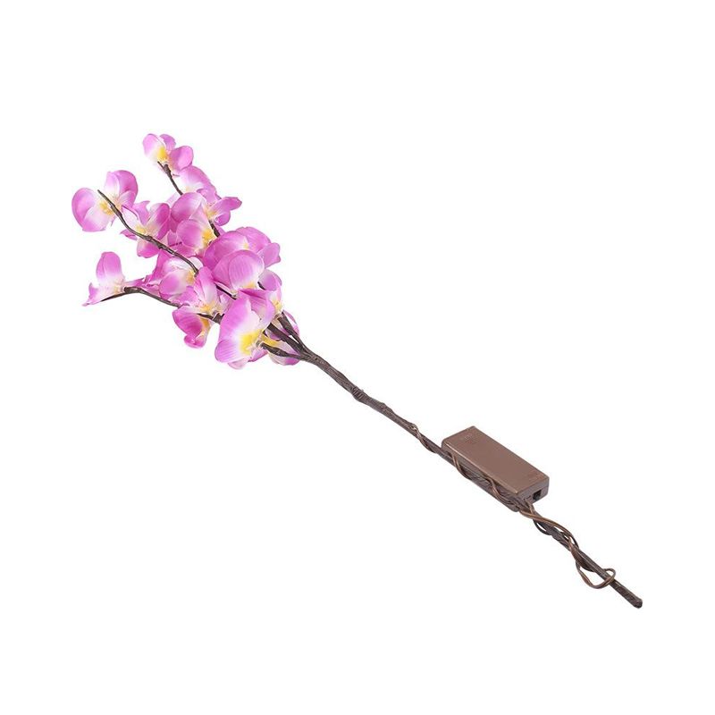 Plastic Moth Orchid Table Light Decorative LED Nightstand Lighting in White/Purple and Pink for Bedroom