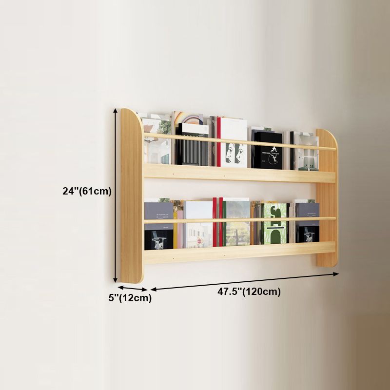 Wood Floating Bookcase Contemporary Style Wall Mounted Book Shelf
