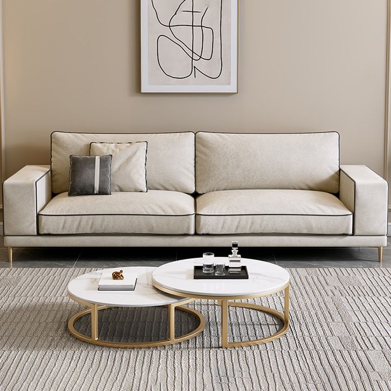 Stationary Slipcovered Living Room Square Arm Standard Cushions Sofa