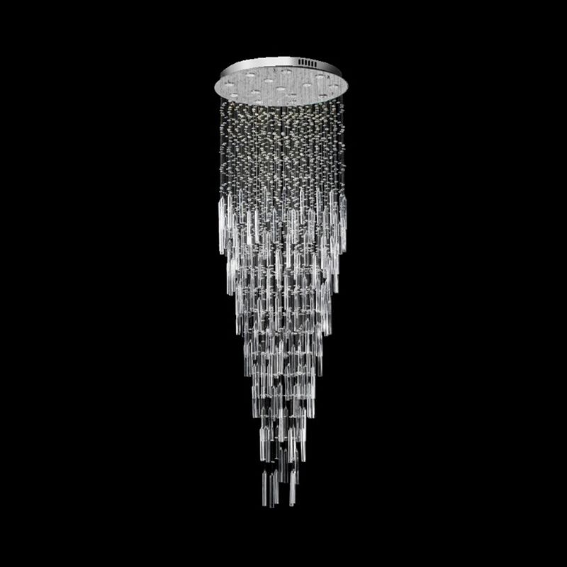 Silver Orbs and Rods Suspension Light Modern Crystal 13 Bulbs Stair Multi Pendant Chandelier