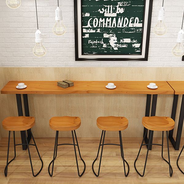 Rectangle Pine Wood Top Bar Table Industrial Bar Table with Double Pedestal