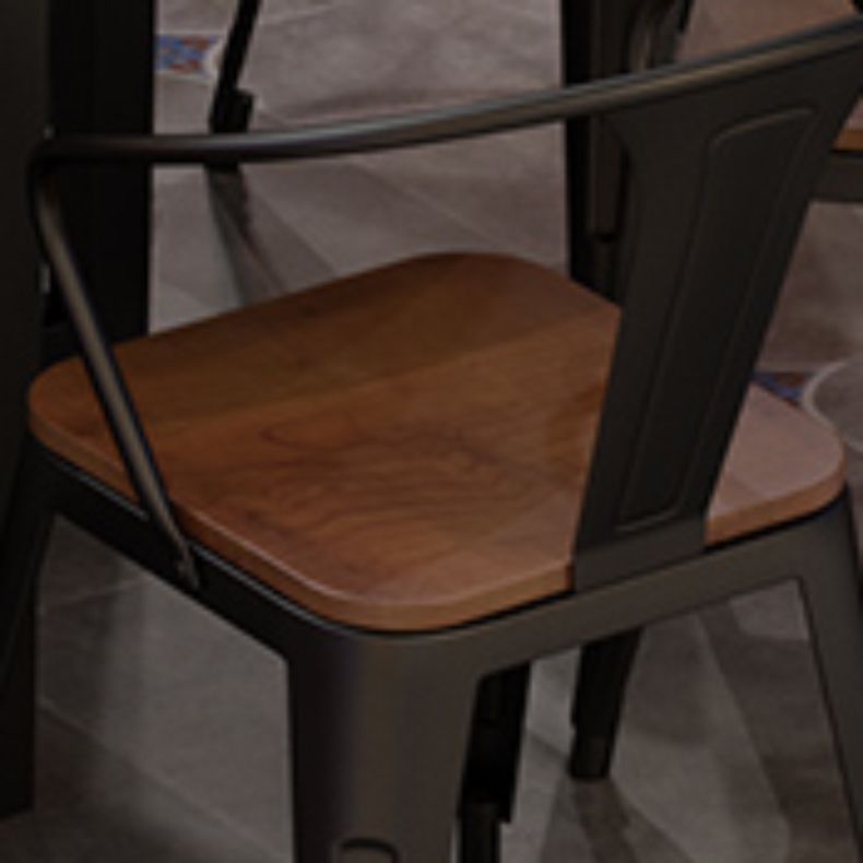 Solid Wood Dining Chairs Contemporary Arm Chairs with Metal Base