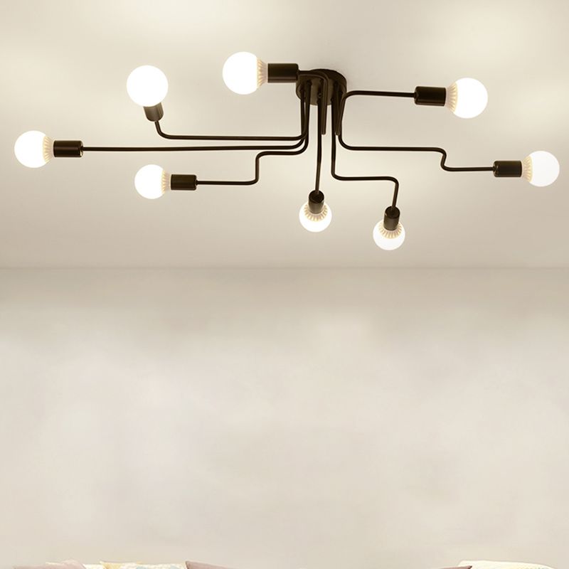 Metal Sputnik Shape Flush Mount Lights Modern Multi Lights Flush Mount Light Fixtures