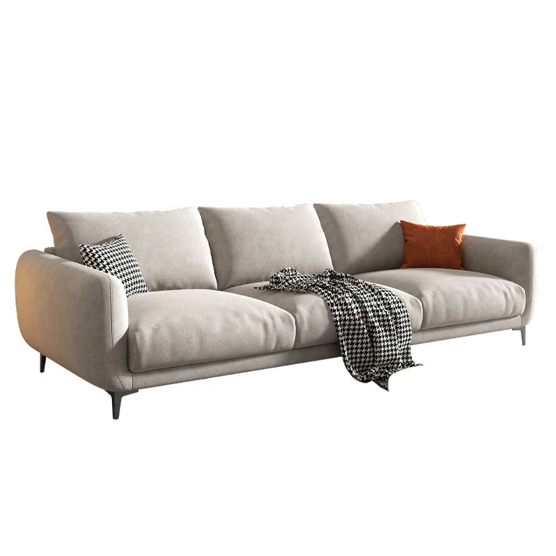 Velvet Modern Standard Sofa 35.5"W Square Arm Sofa with Bolster Pillows for Living Room