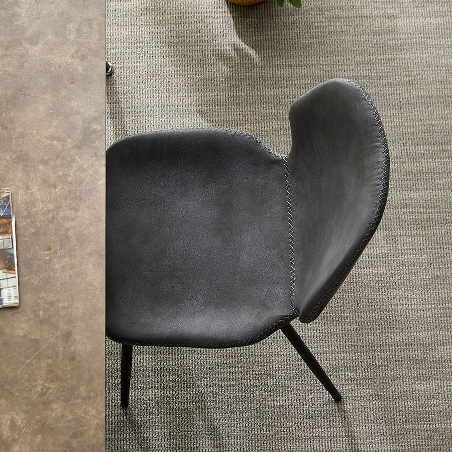 Sillas de comedor de cuero sin brazos con respaldo sólido de diseño industrial para cocina