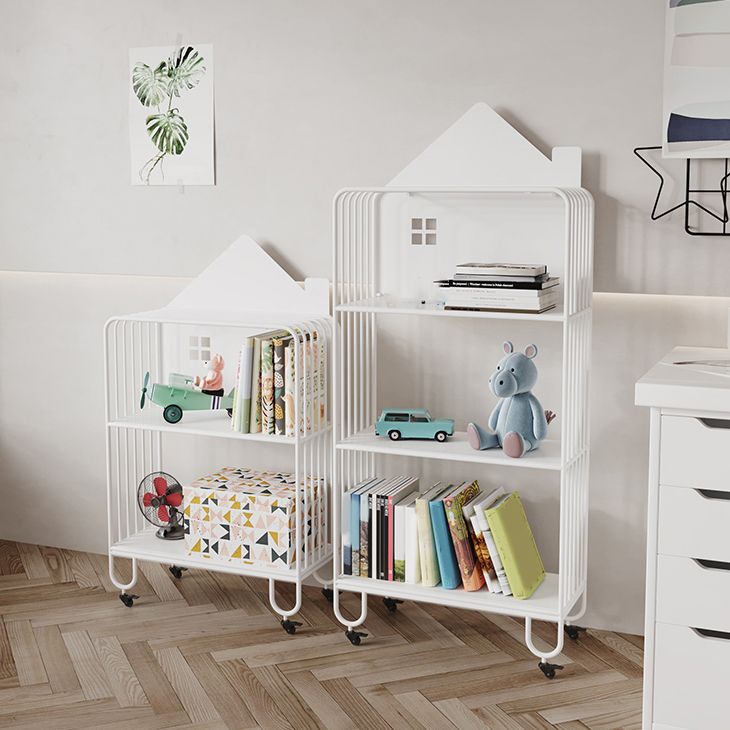 Contemporary Antique Finish Shelf Bookcase Metal Bookshelf with Shelves