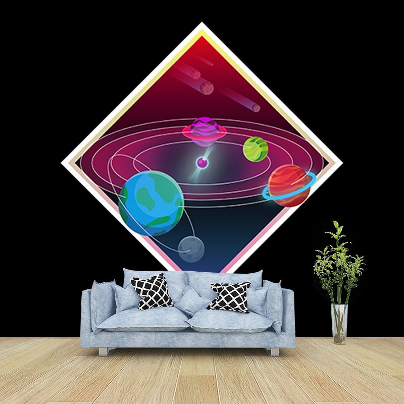 Modern Cosmic Galaxy Illustration Wall Mural Wallpaper for Living Room, Made to Measure