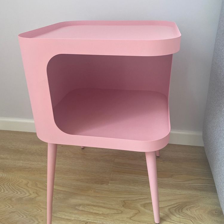 Mid-Century Square Tray Top Side Table 19.6" Tall Iron 4 Legs End Table with Storage