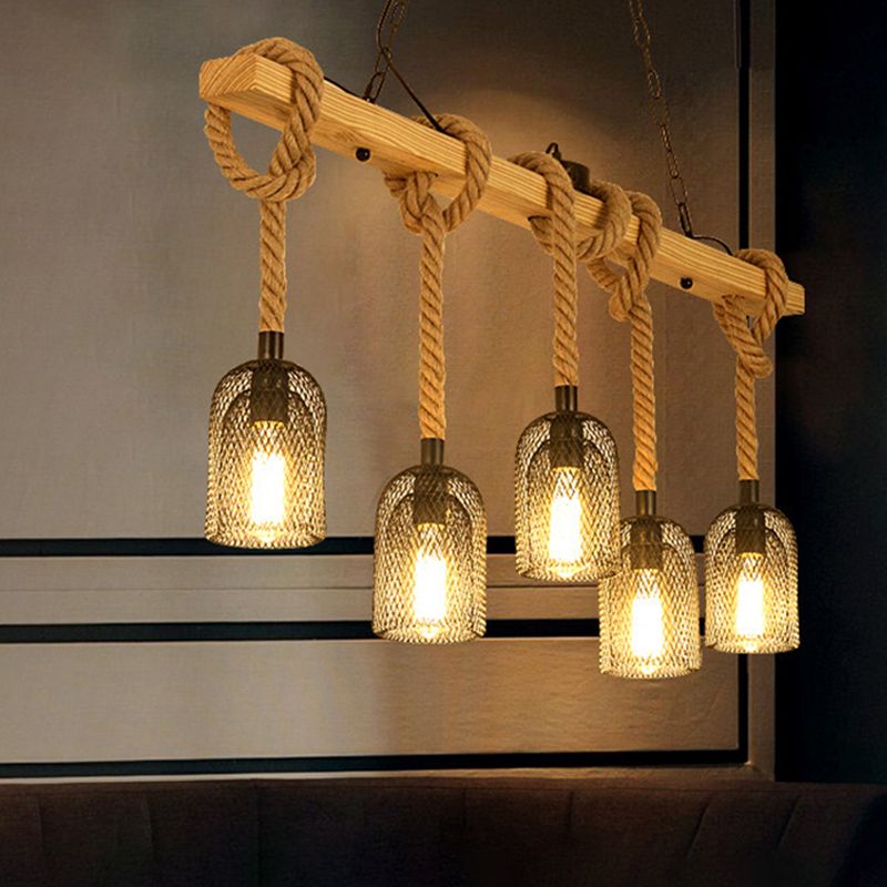 Luces de araña de la isla de cilindro accesorios de iluminación de araña de cuerda industrial para mesa de comedor