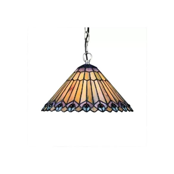 Kitchen Pendant Lights Stained Glass with Adjustable Chains Tiffany Cone Ceiling Fixture