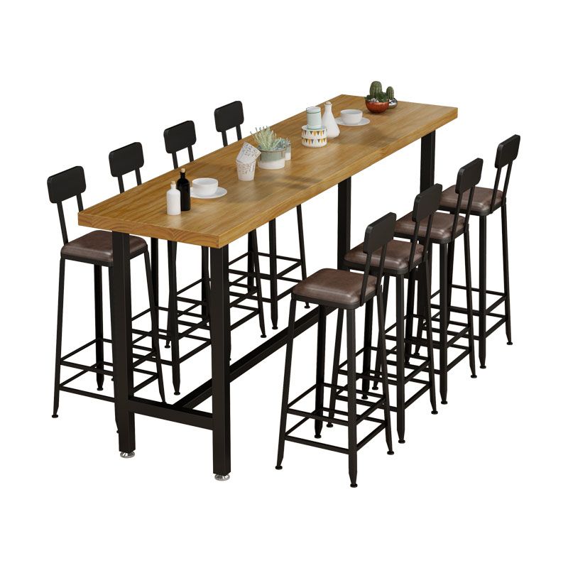 Modern Rectangle Pub Dining Set 1/2/6/7/9/11 Pieces Indoor Table and Stool Set