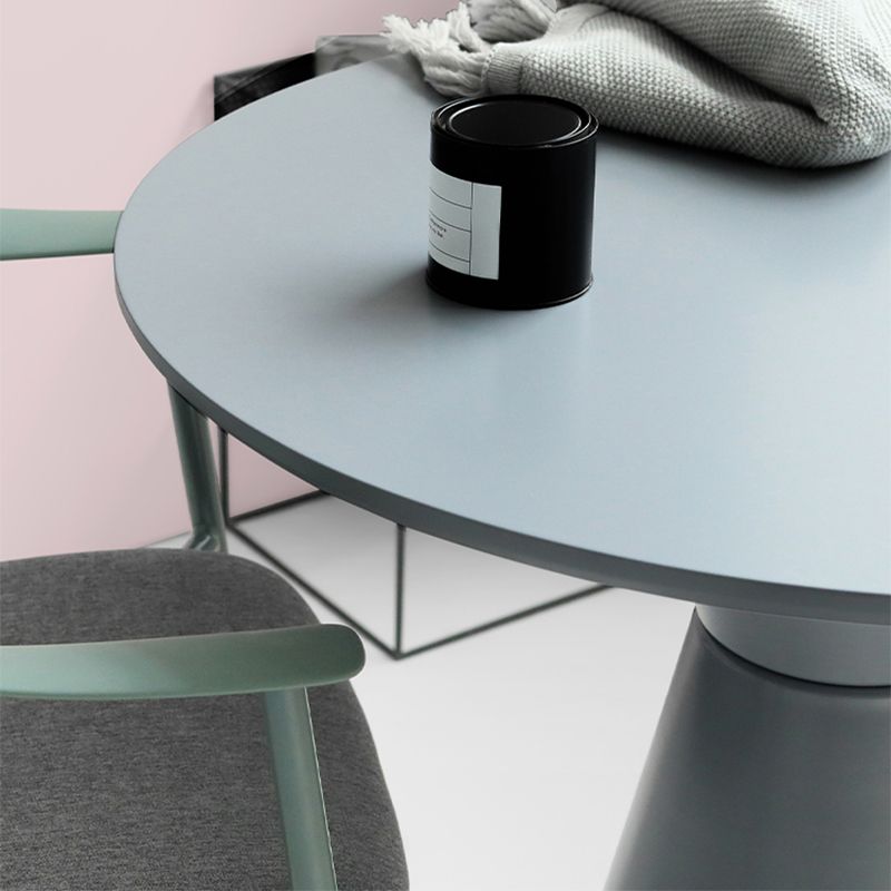28.3 " H Single Leg Metal Base Solid Color Round Slate Coffee Table For Apartment