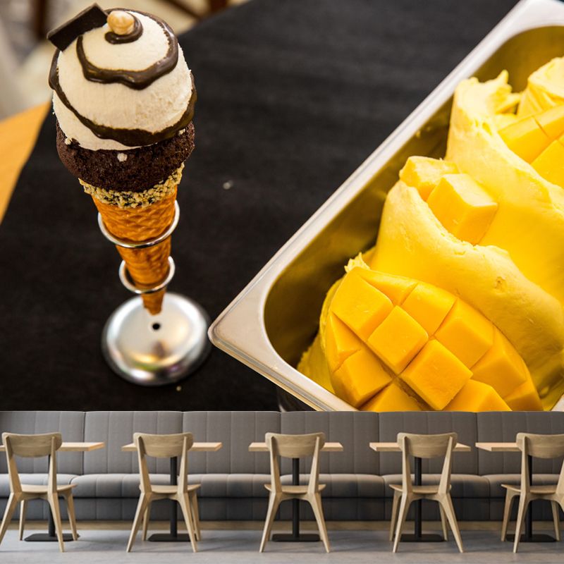 Contemporary Dessert Shop Wall Mural Decor with Ice Cream Painting Eco-friendly for Decoration