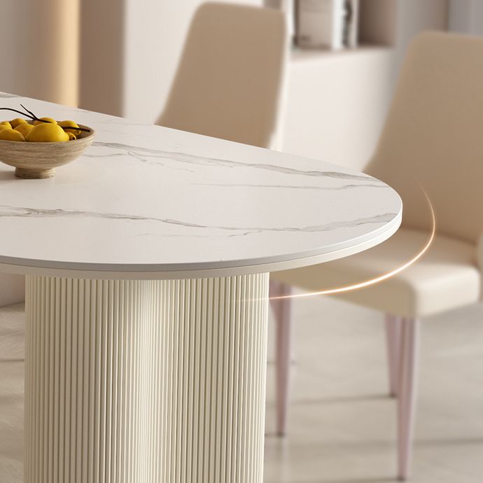 1/2/5/7 Pieces White Oval Sintered Stone Top Dining Set for Home