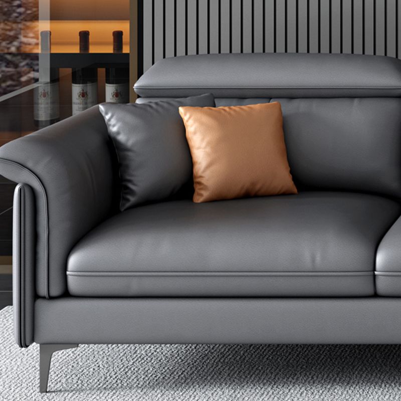 Dark Gray Modern Pillow Top Arm Sectional with Removable Cushions for Living Room