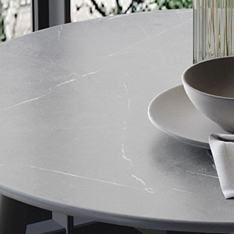 Industrial Style Dining Table Sintered Stone 4 Legs Table for Home