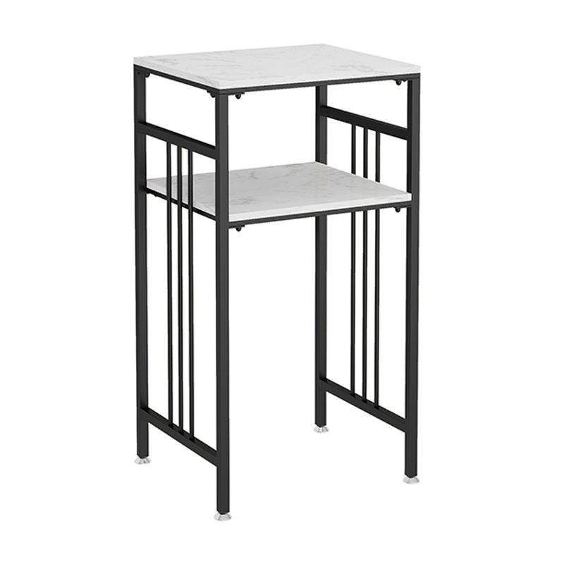 Modernistic Square Slate Top Side Table Metal 4 Legs End Table