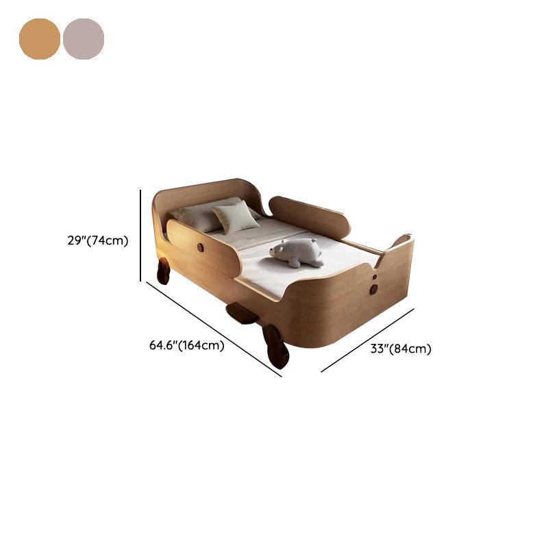 Glam Style Solid Wood Nursery Bed with Guardrail in White/Natural