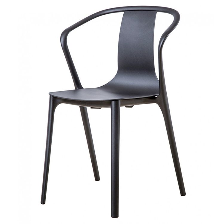 Scandinavian Plastic Dining Arm Chair Stackable Slat Back Armchair (Set of 4)