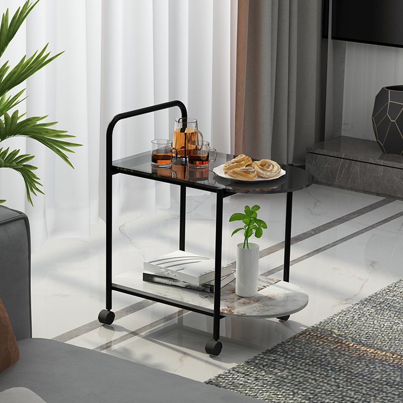 Modern Glass Top Side Table 27.55-inch 4 Legs End Table with Casters