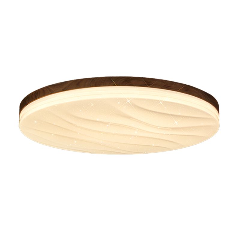 Brown Wood Modern Flush Mount Geometric Shape Ceiling Light with Acrylic Shade for Bedroom