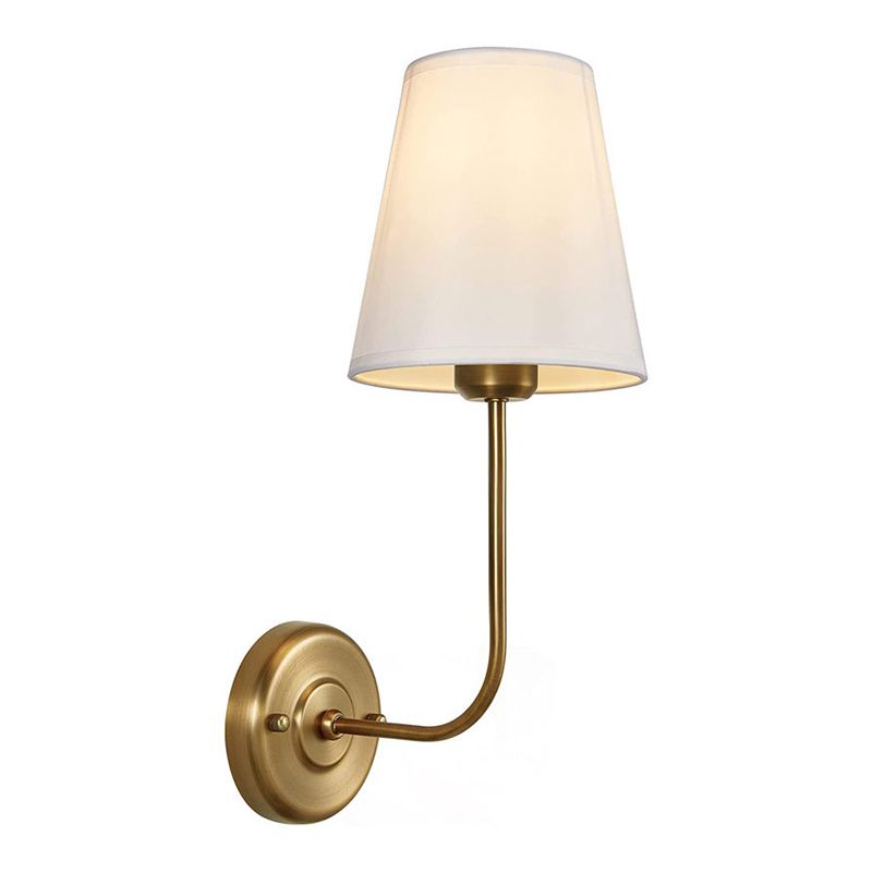 Modern Brass/Black Bathroom Vanity Light Metal Bath Bar with Fabric Shade